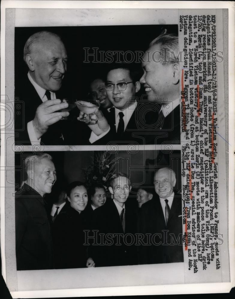 1968 Press Photo Valerian Zorin Soviet Ambassador to France meets delegates - Historic Images