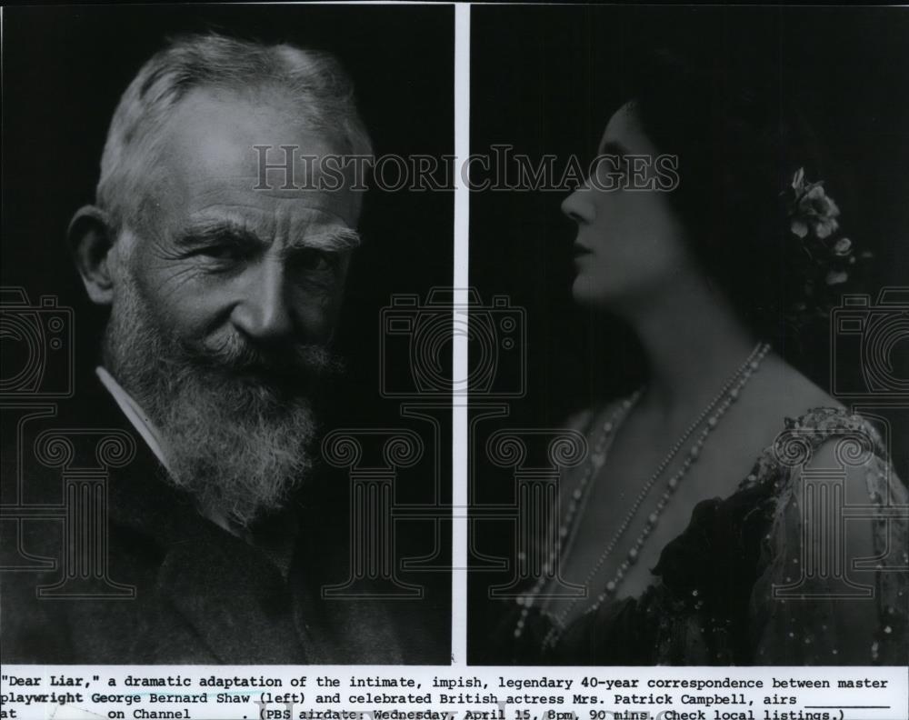 Press Photo Playwright George Bernard Shaw and Actress Mrs Patrick Campbell - Historic Images