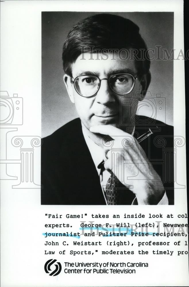 1986 Press Photo George F Will Newsweek journalist and Pulitzer Prize recipient - Historic Images