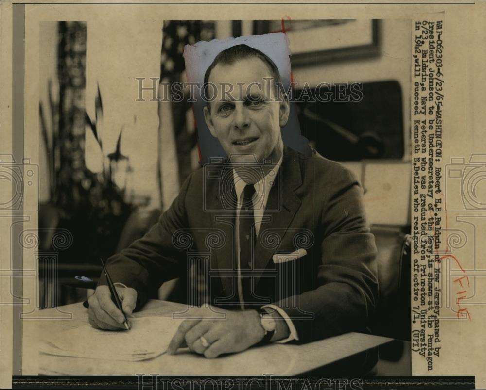 1965 Press Photo Robert H.B.Baldwin of N.J named as Undersecretary of Navy - Historic Images