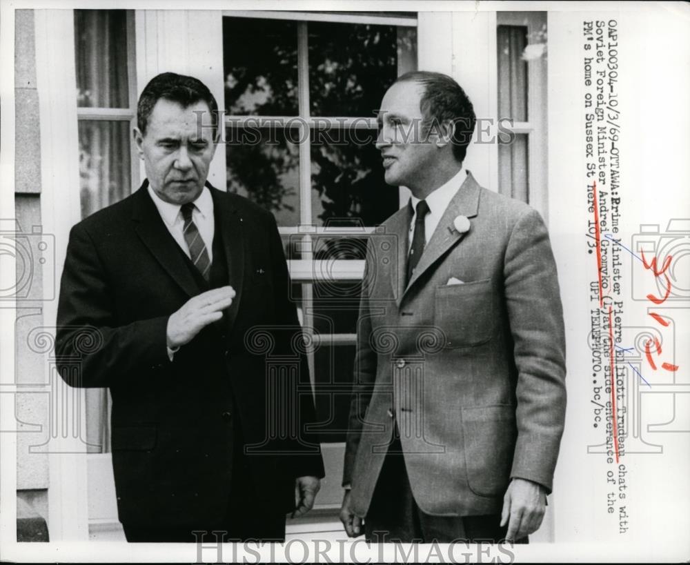 1969 Press Photo Canadian Prime Minister Pierre Elliott Trudeau with Gromyko - Historic Images