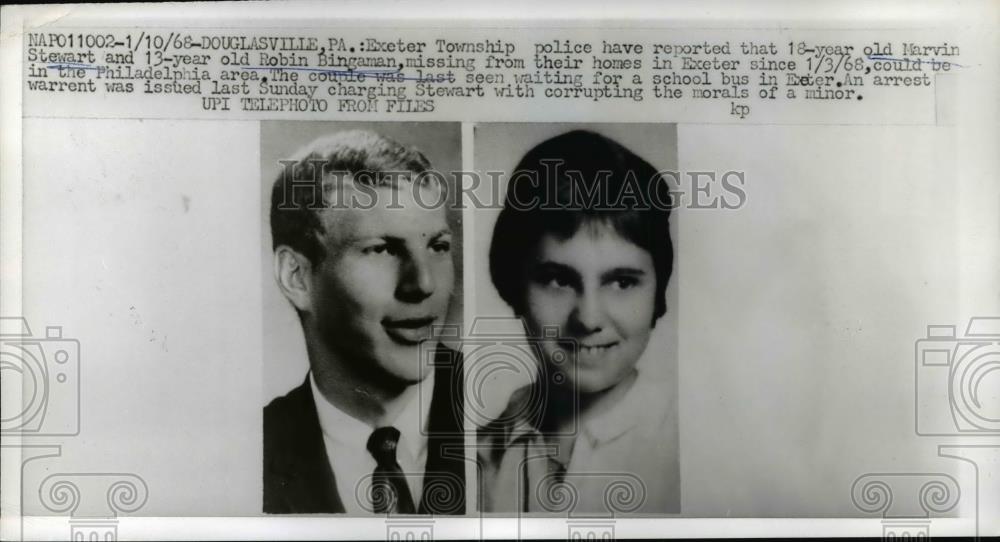 1968 Press Photo Marvin Stewart & Robin Bingaman missing - nef01501 - Historic Images