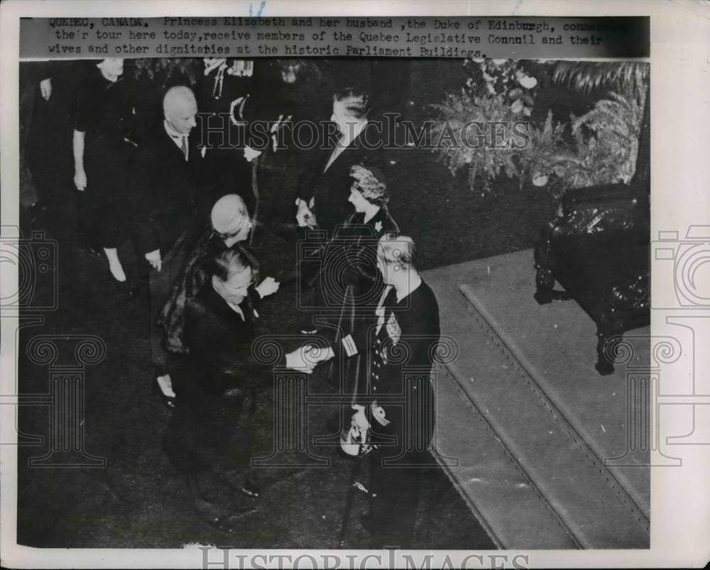1951 Press Photo Princess Elizabeth & husband Duke of Edinburgh tour Quebec - Historic Images