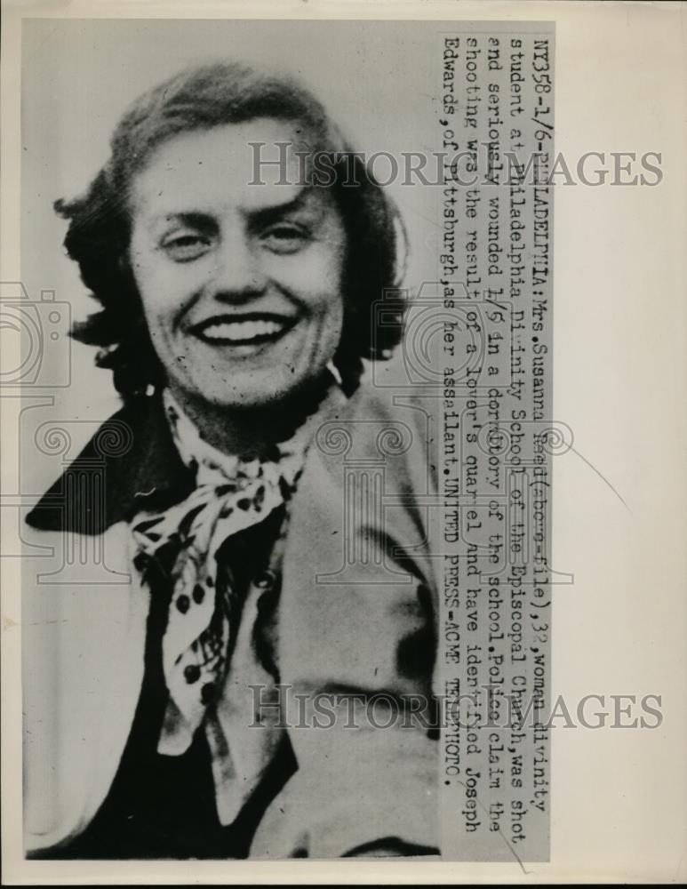 1952 Press Photo Susanna Reed Divinity School student shot &amp; wounded - Historic Images