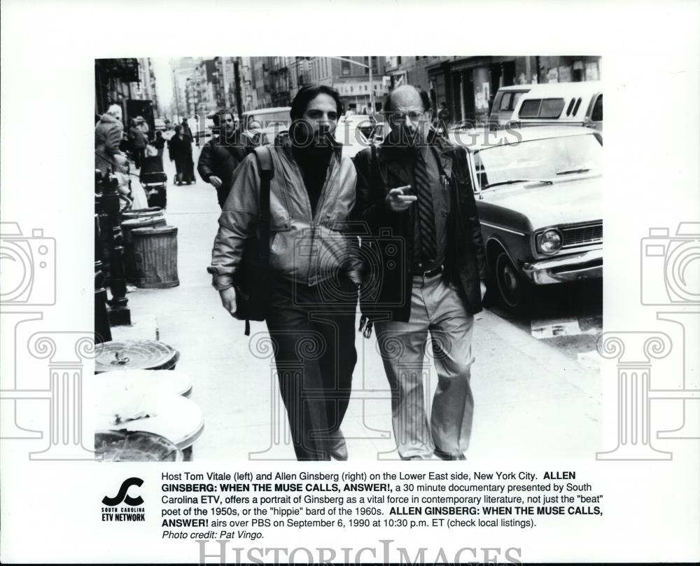 1990 Press Photo Host Tom Vitale and Allen Ginsberg - spp00561 - Historic Images