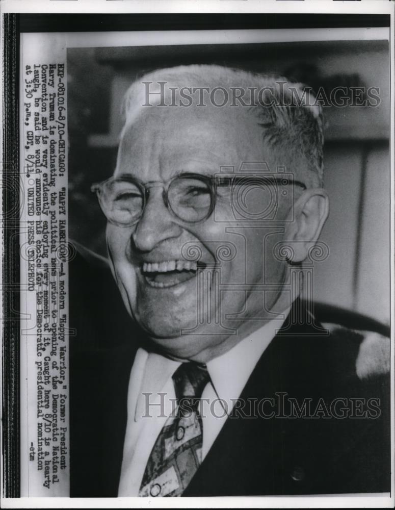 1956 Press Photo Former President Harry Truman attends Democratic Convention - Historic Images