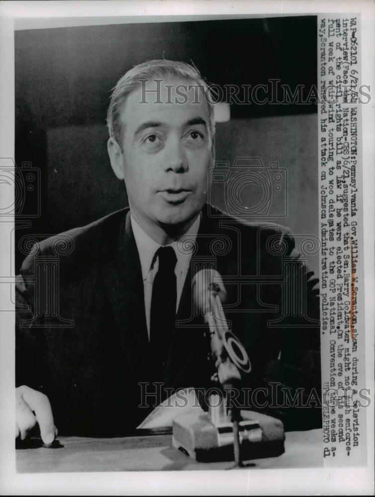 1964 Press Photo Pennsylvania Governor William Scranton - nef02016 - Historic Images