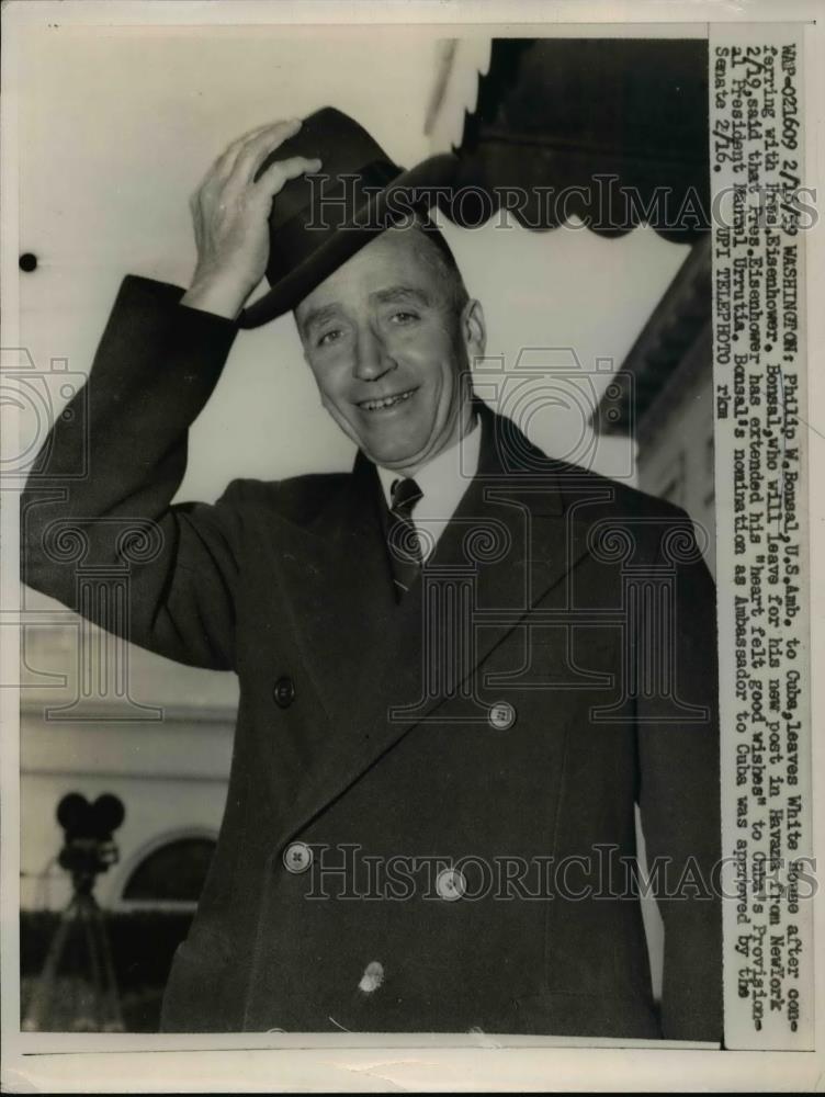 1959 Press Photo Philip Bonsal US Ambassador to Cuba leaves White House - Historic Images