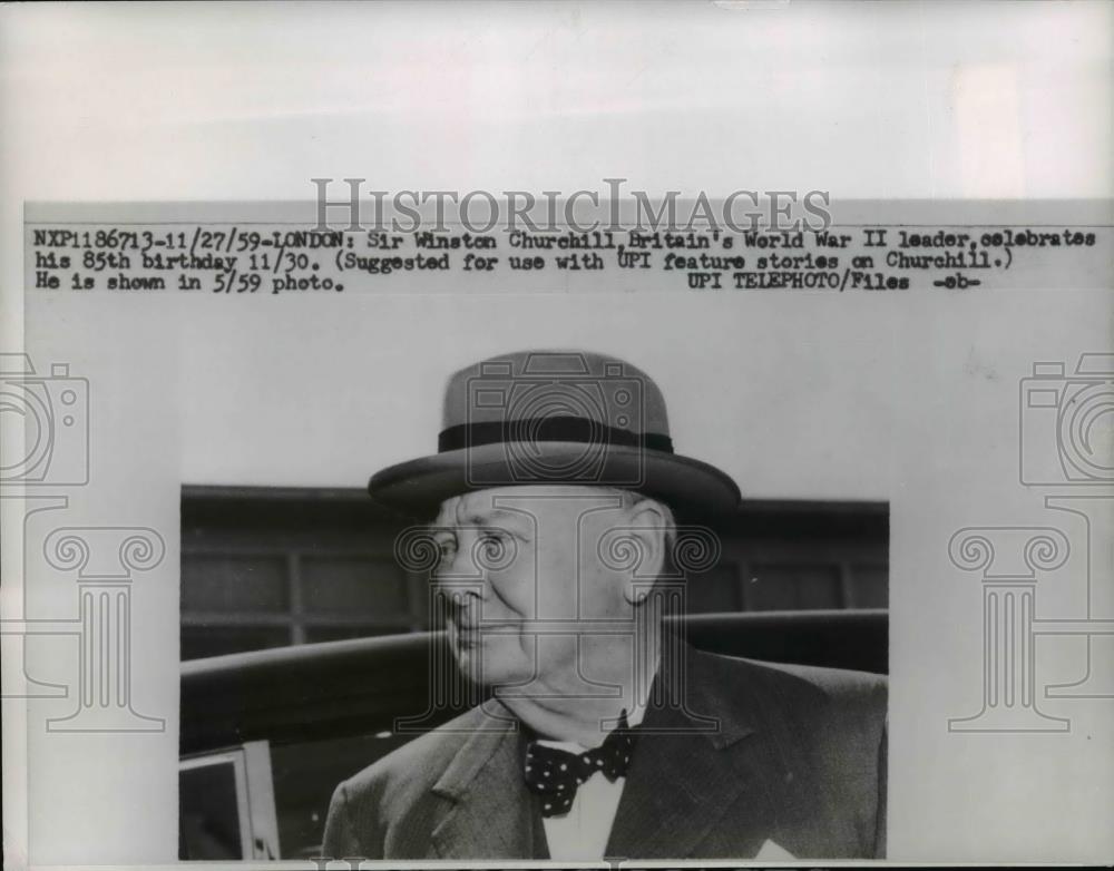 1959 Press Photo Sir Winston Churchill,celebrates his 85th Birthday - nee96048 - Historic Images