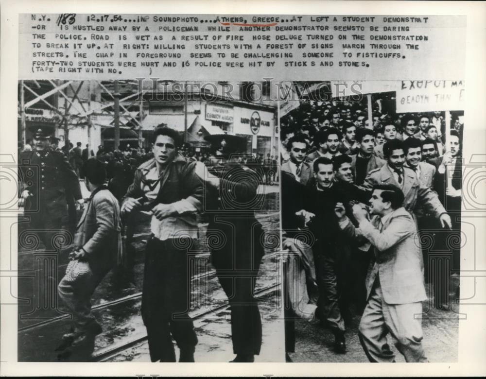 1954 Press Photo Student Demonstration Athens, Greece - nef00719 - Historic Images