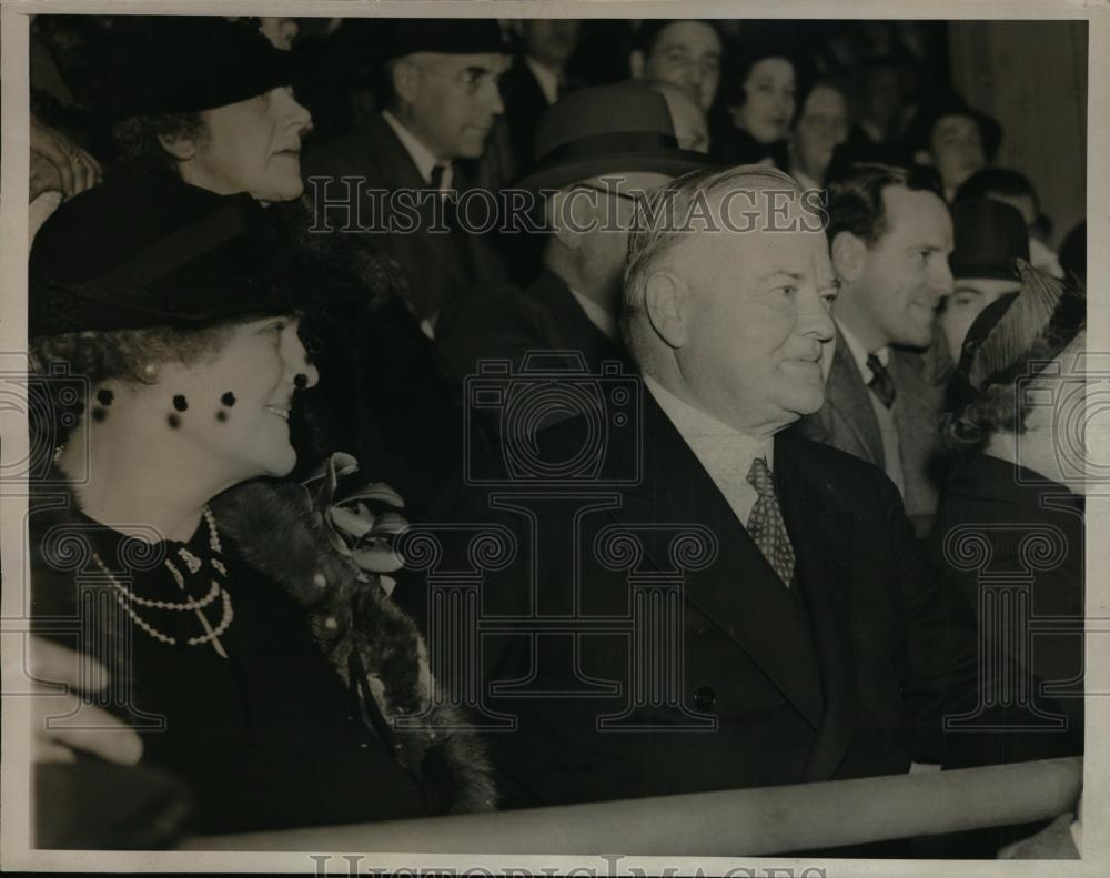 1936 Press Photo Former President Herbert Hoover attends Penn-Princeton game - Historic Images