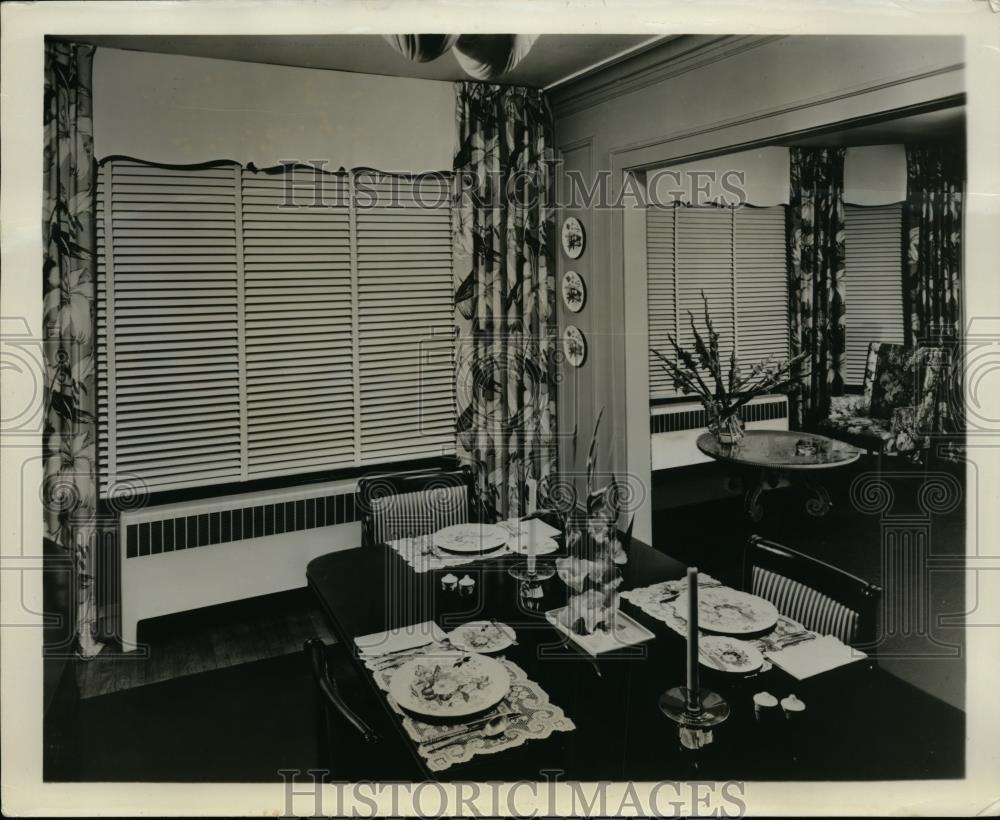 1954 Press Photo Living And Dining Area Interior Design - nee93655 - Historic Images