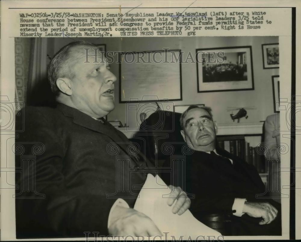 1958 Press Photo House And Senate Leaders Meet With Press - nee95200 - Historic Images