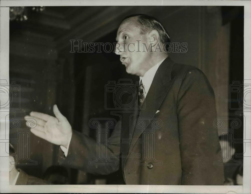 1938 Press Photo Ellsworth Alvord of US Chamber of Commerce testifies - Historic Images