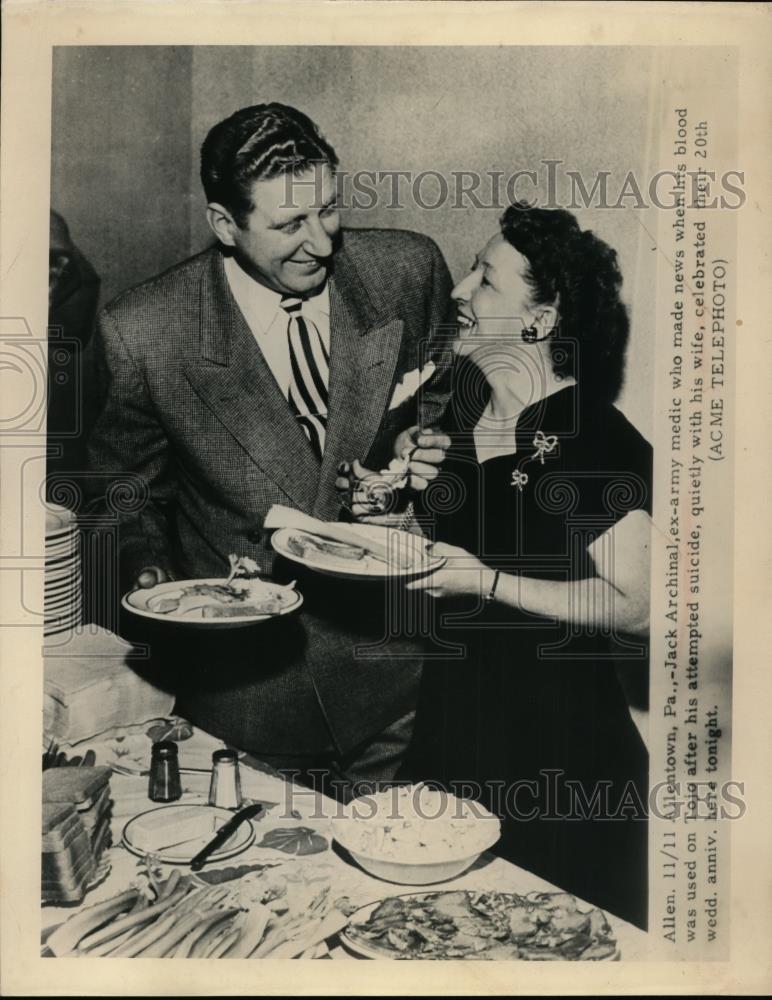 1948 Press Photo Jack Archinal And His Wife Celebrate Their Wedding Anniversary - Historic Images