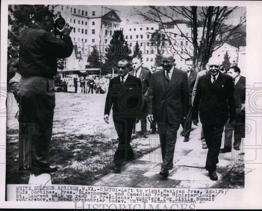 1956 Press Photo Pres. Dwight Eisenhower with Mexico Pres. Adolfo Ruiz Cortines - Historic Images