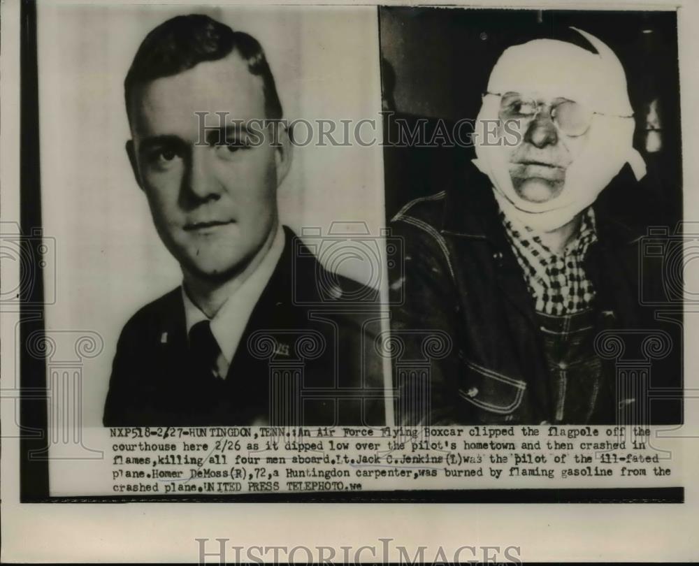 1954 Press Photo Lt.Jack C.Jenkins Pilot of ill-fated Plane crashed in flames - Historic Images