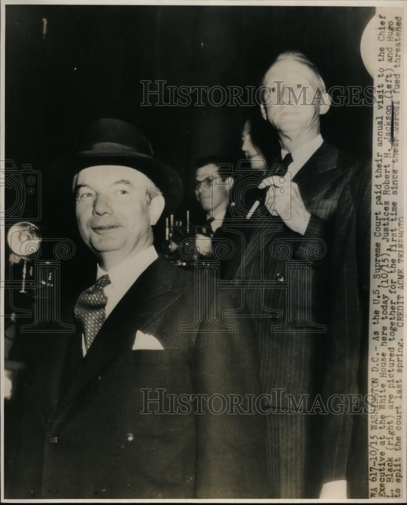 1946 Press Photo Justice Robert Jackson &amp; Hugo Black at the White House - Historic Images