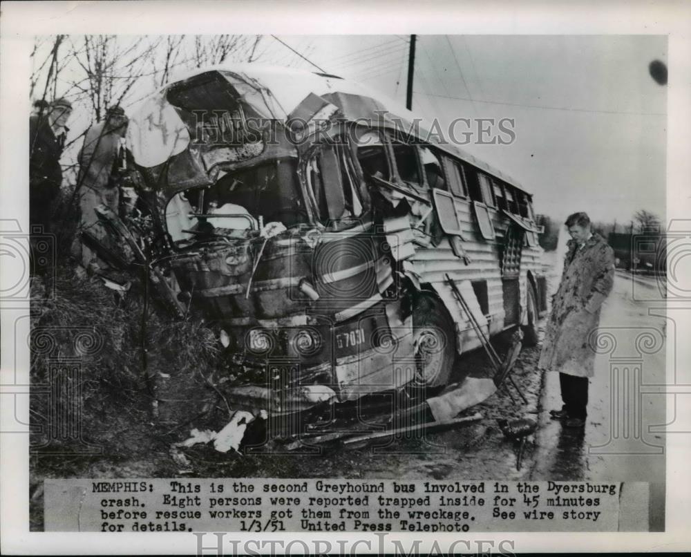 1951 Press Photo Greyhound Bus Involved In The Dyersburg Crash - nee96110 - Historic Images