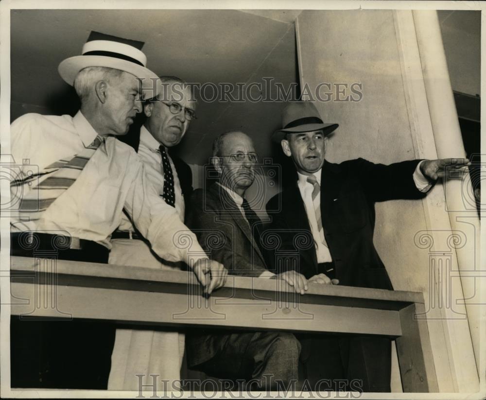 1938 Press Photo William Driver WO Heffernan TA Panter CE Blee at Hiwasee Dam - Historic Images