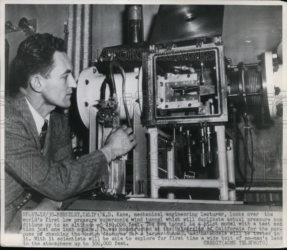 1948 Press Photo E.D. Kane Looks Over The Wind Tunnel - nee96918 - Historic Images