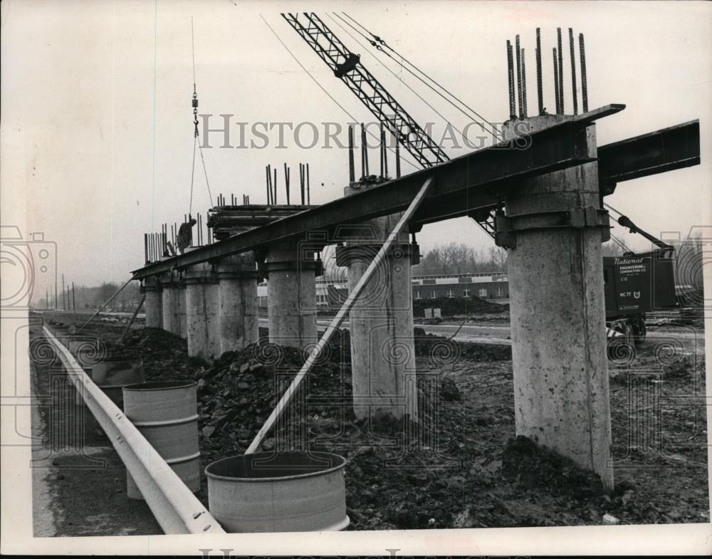 1967 Press Photo Abutments for bridge to go over #2 Freeway and Route 91 - Historic Images