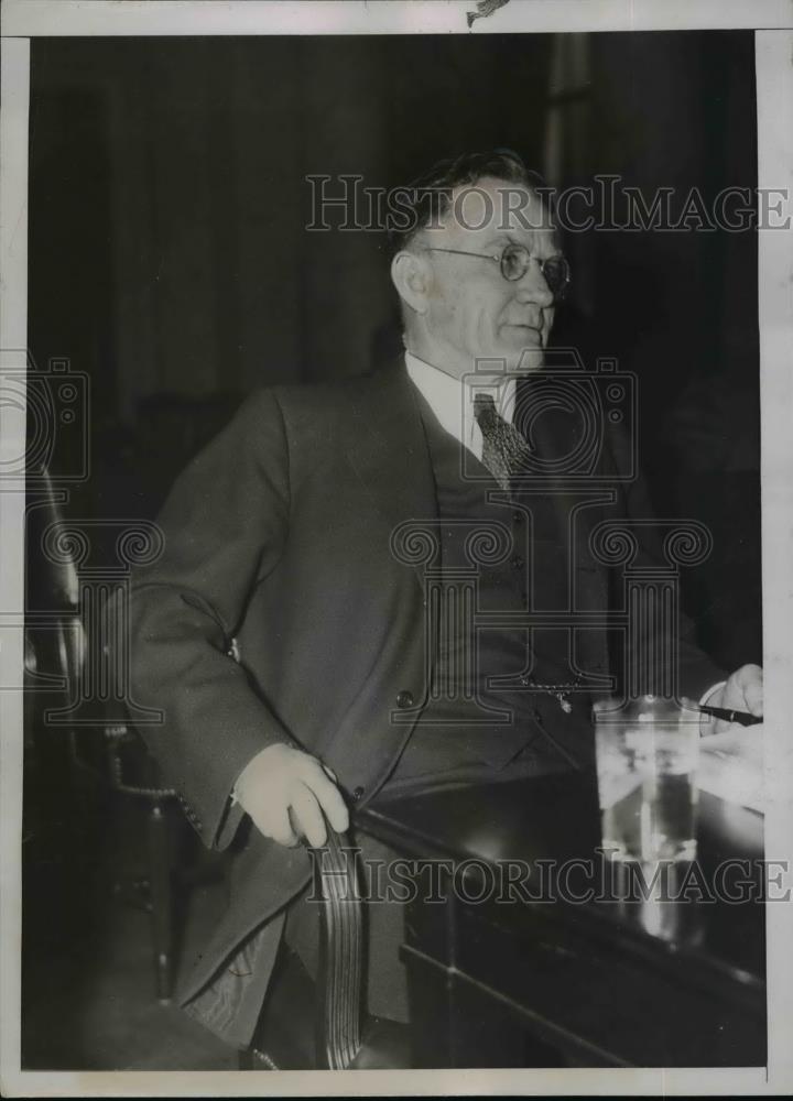 1936 Press Photo Col J Monroe Johnson appears before Senate Commerce Committee - Historic Images