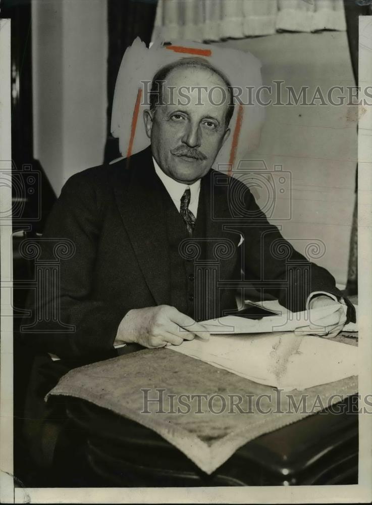 1931 Press Photo George Theunis of Belgium Pres. of Intl. Chamber of Commerce - Historic Images