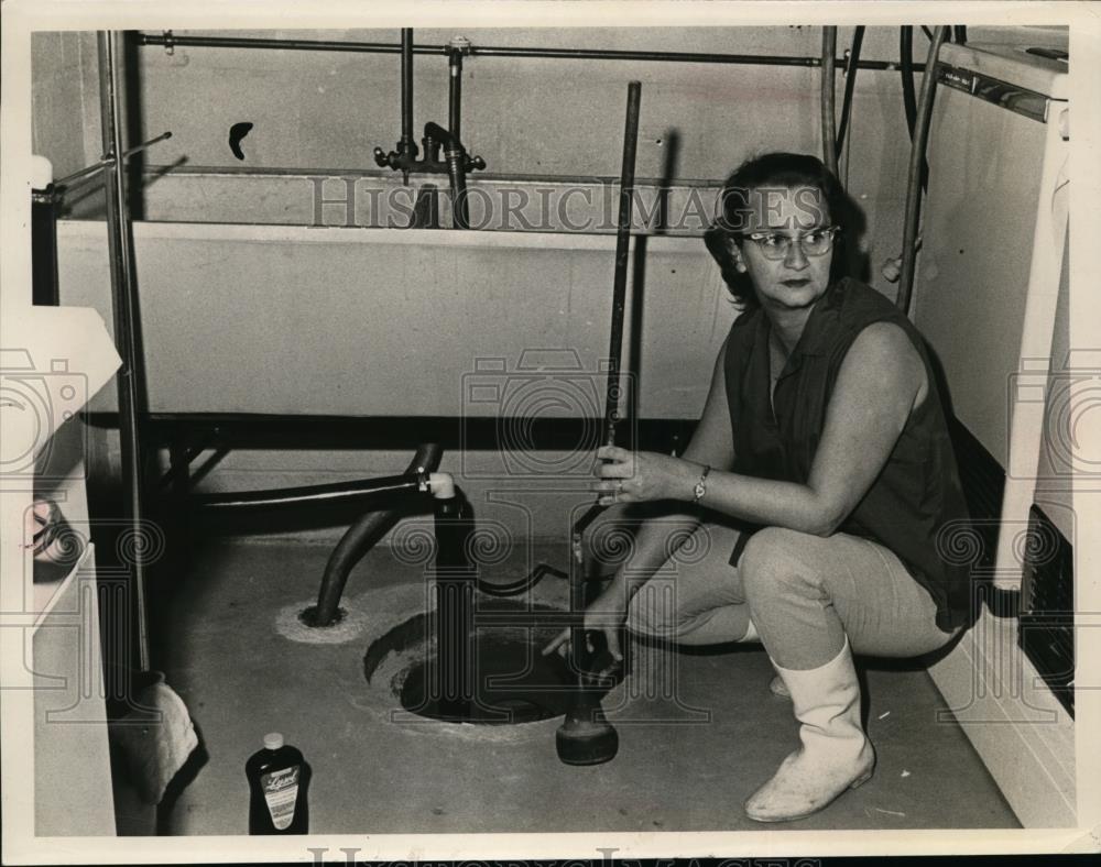 Press Photo Eva Rotkosky Dealing with Flooding Problems - nef00263 - Historic Images