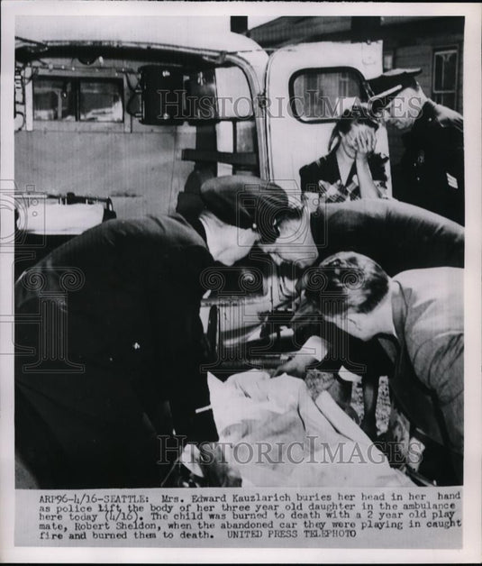 1952 Press Photo Mrs Edward Kauzlarich hides her face - nef01192 - Historic Images