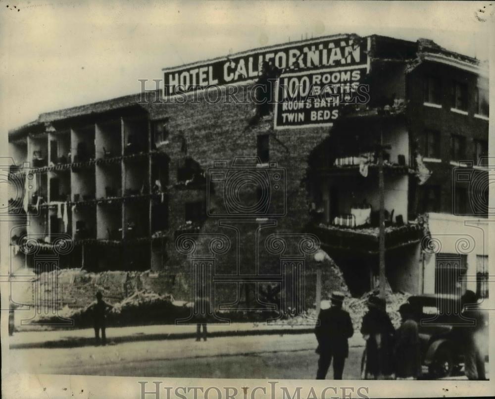 1925 Press Photo The ruins of the California Hotel destroyed by the earthquake - Historic Images
