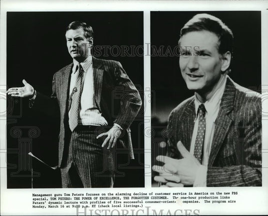 Press Photo Management Guru Tom Peters focuses on decline of Customer Service. - Historic Images