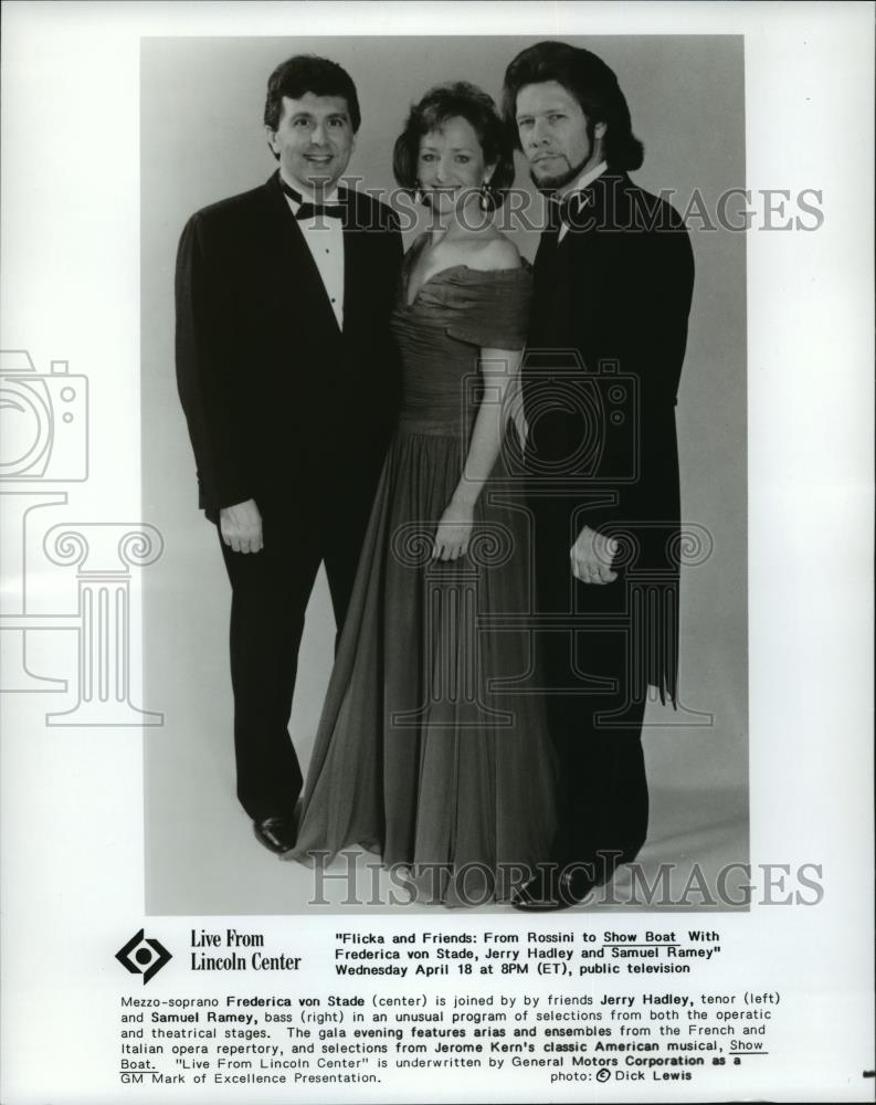 Press Photo Mezzo soprano Frederica von Stade, Jerry Hadley, Samuel Ramey - Historic Images