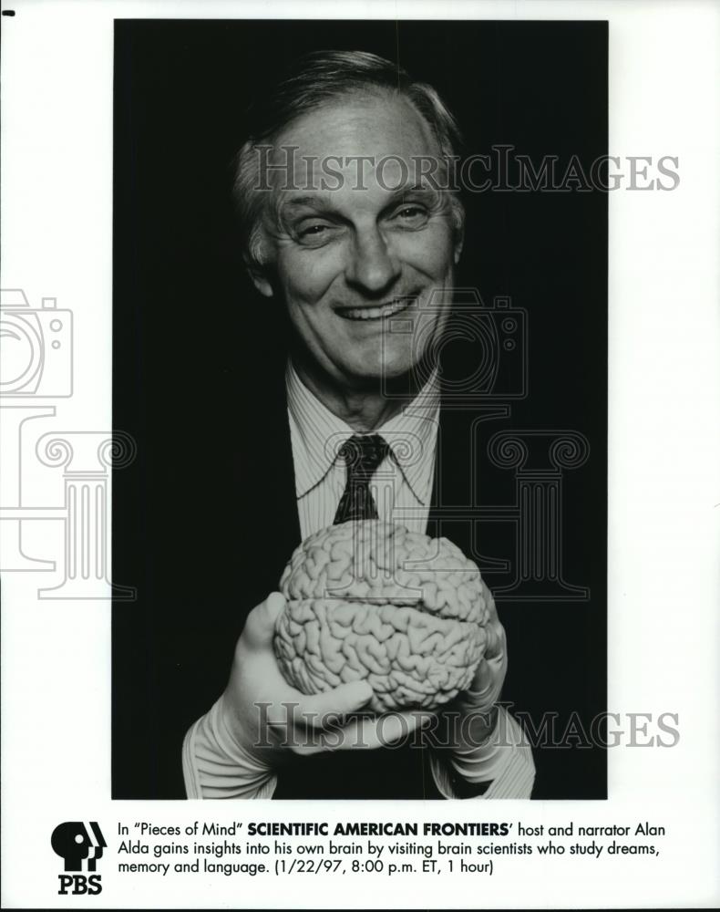 1997 Press Photo &quot;Pieces of Mind&quot;, host and narrator Alan Alda - cvb74658 - Historic Images