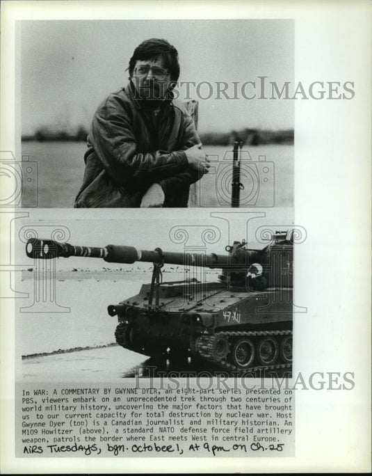 Press Photo Gwynne Dyer hosts an 8 part series commentary "In War," on PBS. - Historic Images