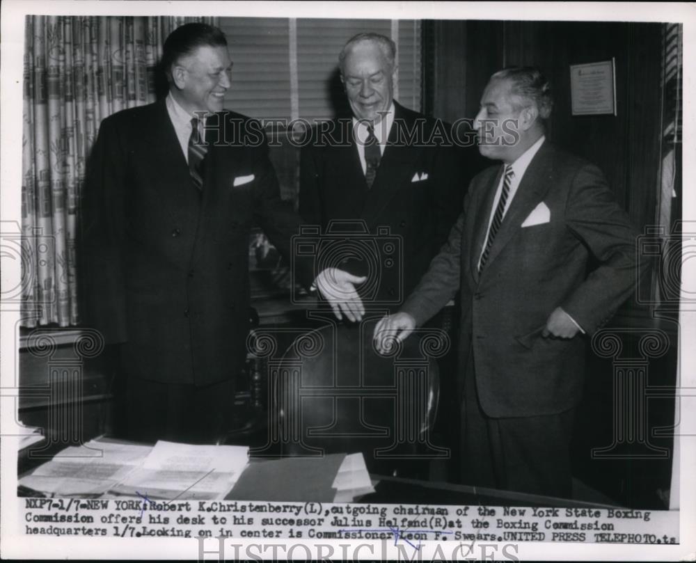 1955 Press Photo New York Robert K. Christenbery, Julius Helfand, NYC. - Historic Images