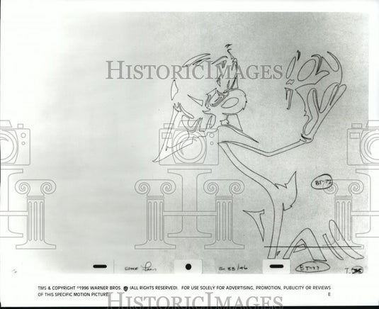 1996 Press Photo Cartoon Drawing of Bugs Bunny in Space Jam - Historic Images
