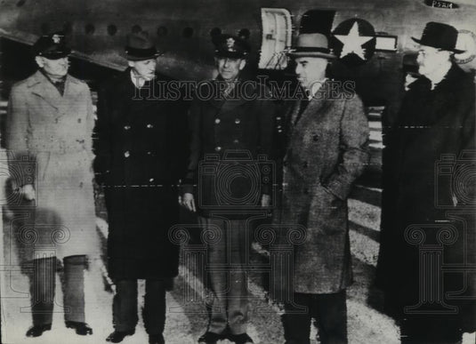 1945 Press Photo Harry Hopkins,  Edward Stettinius, Jr., Lt. Gen. Ira C. Eaker - Historic Images
