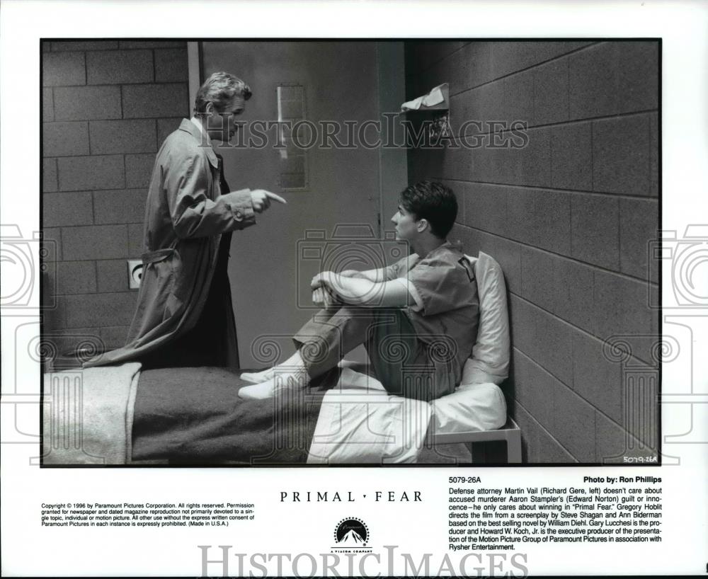 1996 Press Photo Richard Gere and Edward Norton in Primal Fear - cvb68412 - Historic Images