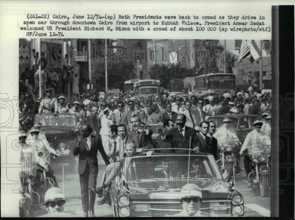 1974 Press Photo Pres. Richard M. Nixon midenst trip in Egypt - cvb69589 - Historic Images