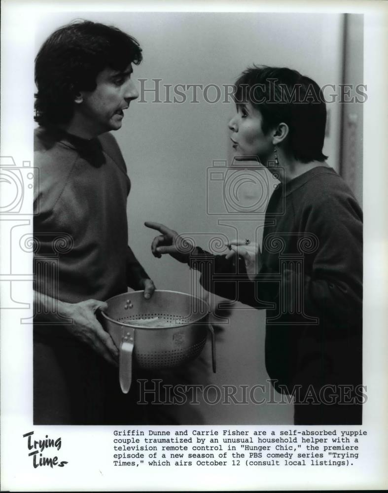 Press Photo Griffin Dunne and Carrie Fisher in &quot;Hunger Chic of Trying Times&quot; - Historic Images