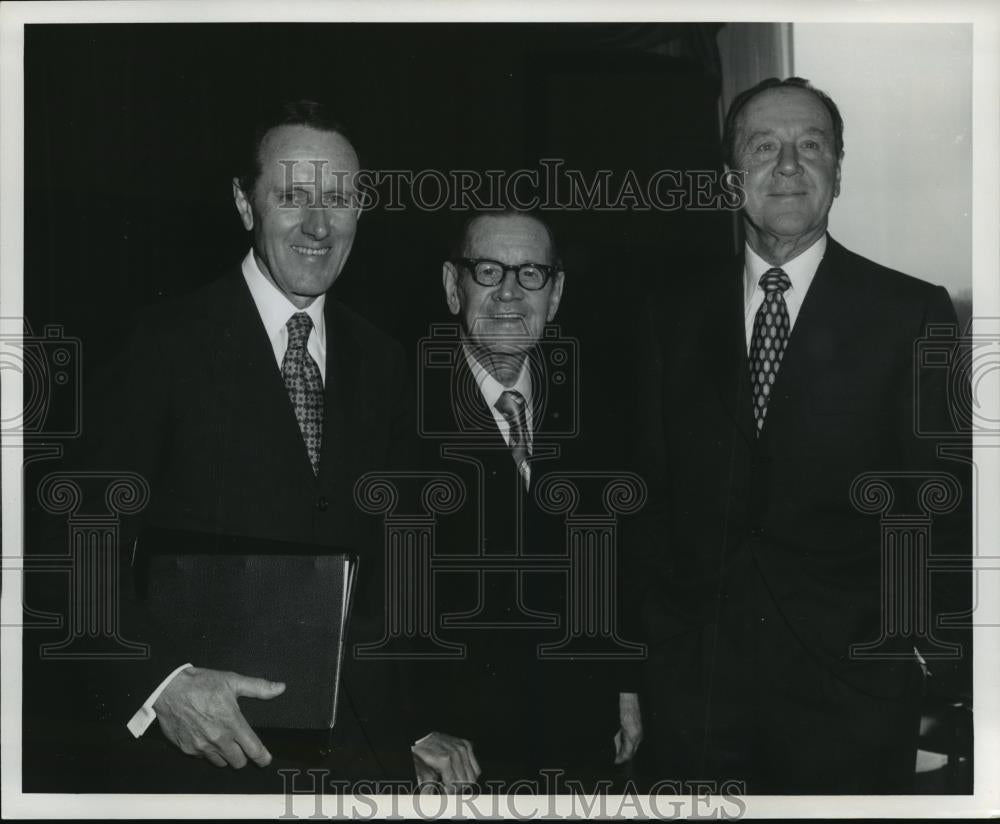 1973 Press Photo Raymond C Firestone, Harvey S Firestone, Jr., &amp; Leonard K - Historic Images