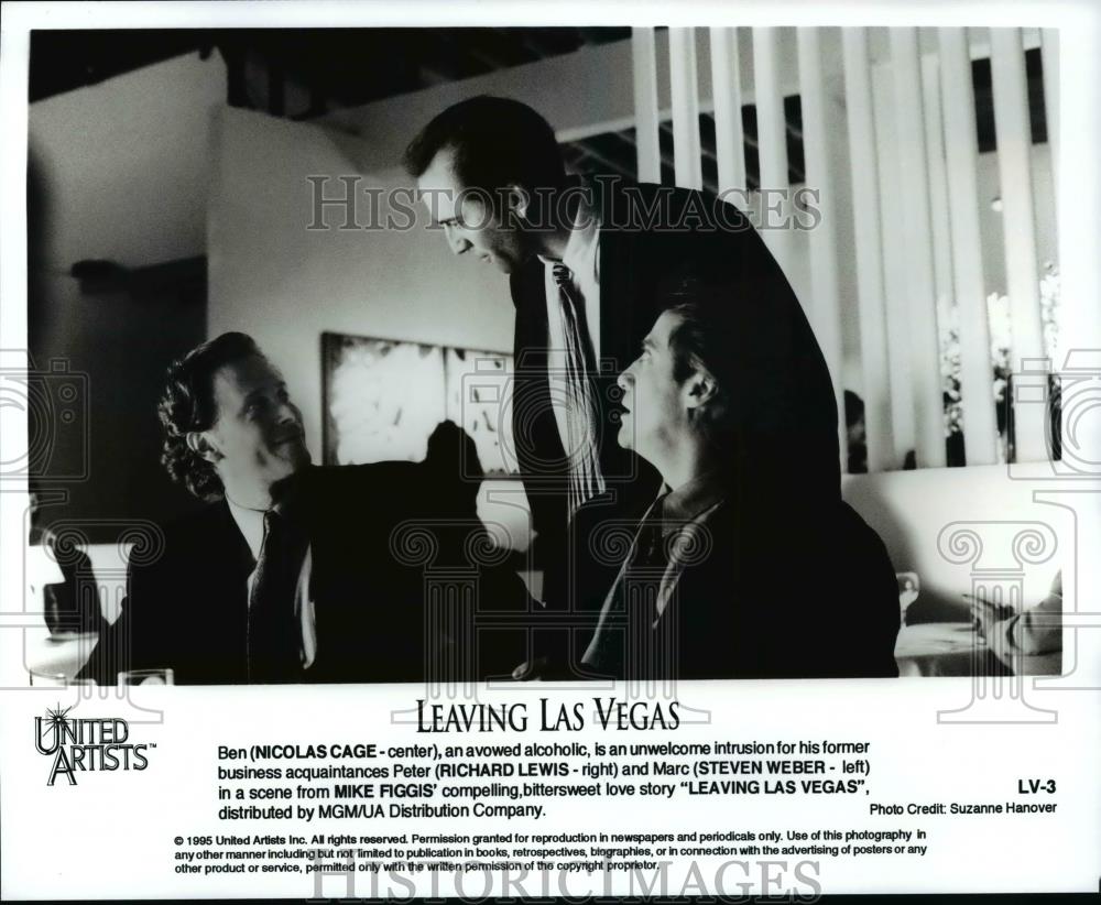 1995 Press Photo Nicolas Cage, Richard Lewis & Steven Weber in Leaving Las Vegas - Historic Images