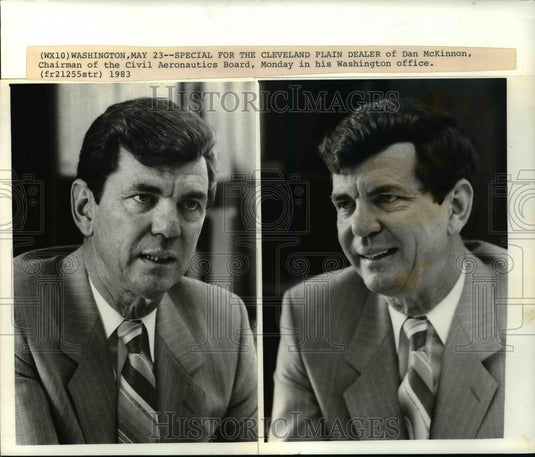 1983 Press Photo Dan McKinnon, Chairman of Civil Aeronautics Board - cvb69410 - Historic Images