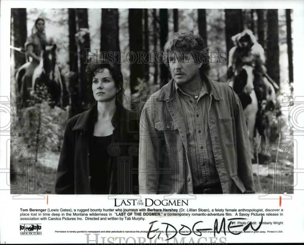 1995 Press Photo Tom Berenger &amp; Barbara Hershey in Last of the Dogmen - Historic Images