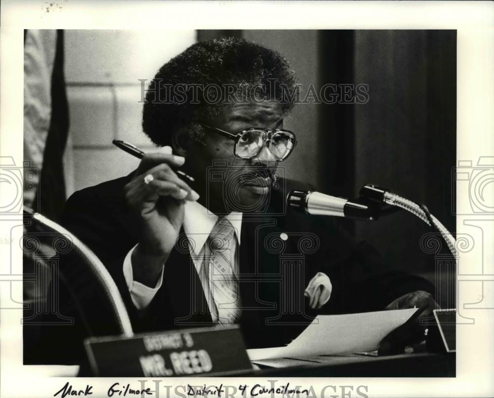 1983 Press Photo Mark Gilmore, District 4 Councilman, Worrie Taylor case - Historic Images