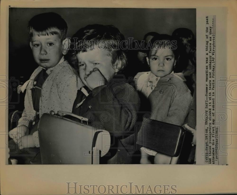 1961 Press Photo Youngsters&#39; Unhappy Faces on their Summer Vacation - cvb68933 - Historic Images