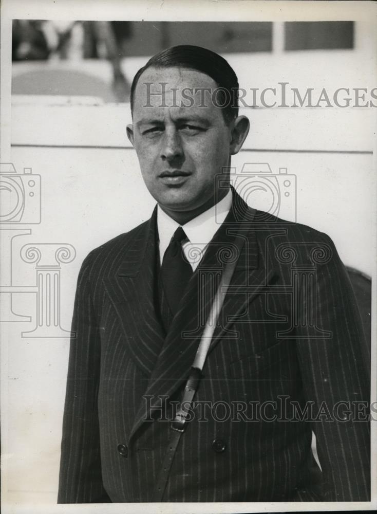 1933 Press Photo New York P.R. Heith of Heinekens Brewery in Holland arrives NYC - Historic Images