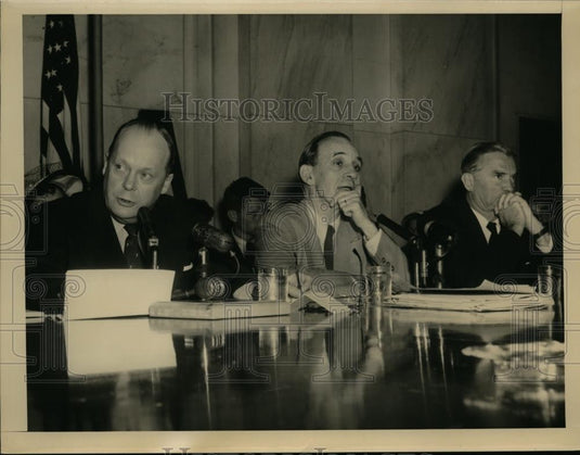 1954 Press Photo Sen.John McClellan and Sen Stuart Symington and Karl R Mundt - Historic Images