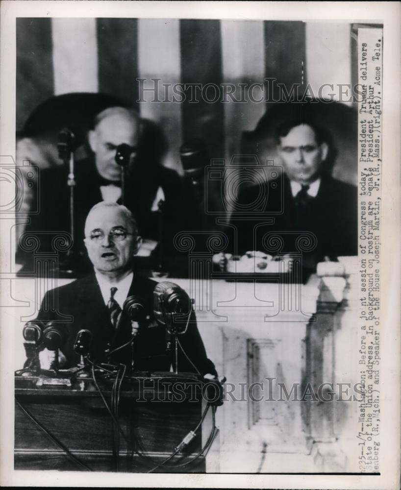 1948 Press Photo President Truman delivers State of the Union address - Historic Images